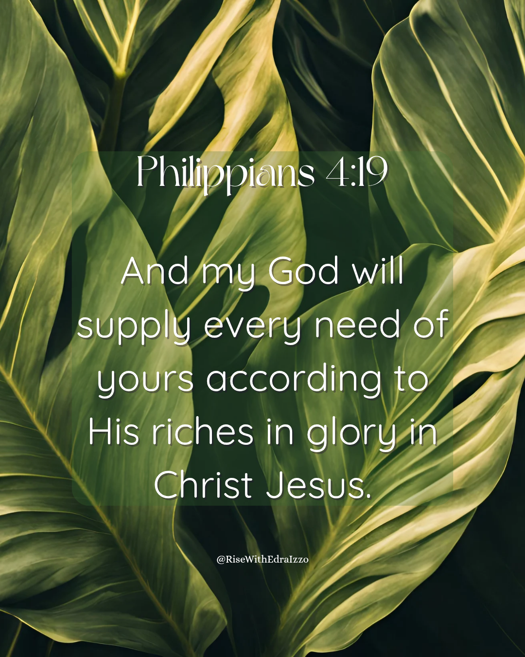 Philippians 4:19 – God will supply every need – Scripture image about provision and biblical manifestation.
